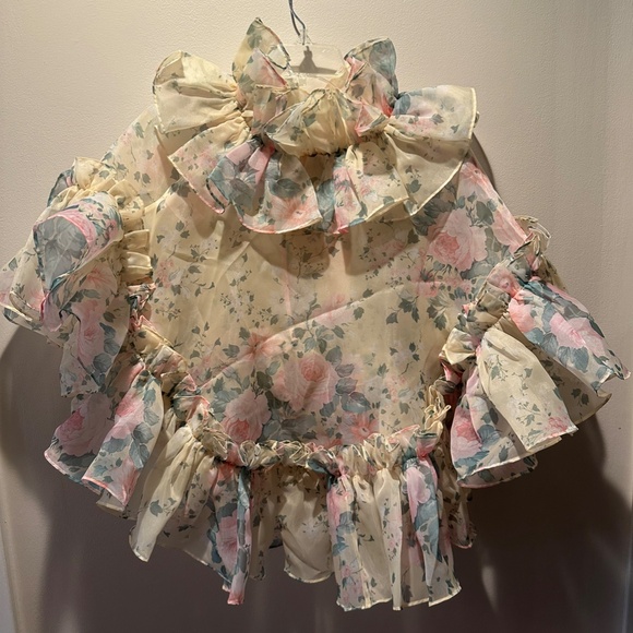 NWT Selkie Ruffled Cape Floral in Yellow - Picture 5 of 6